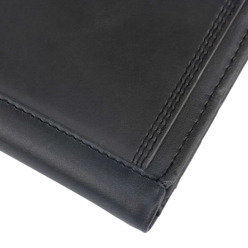 Leather Triple-Stitched Trifold Wallet