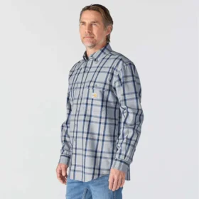 Men’s Fr Loose Fit Long Sleeve Twill Plaid Shirt – Flame Resistant Shirts
