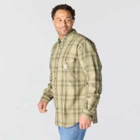 Men’s Fr Loose Fit Long Sleeve Twill Plaid Shirt – Flame Resistant Shirts