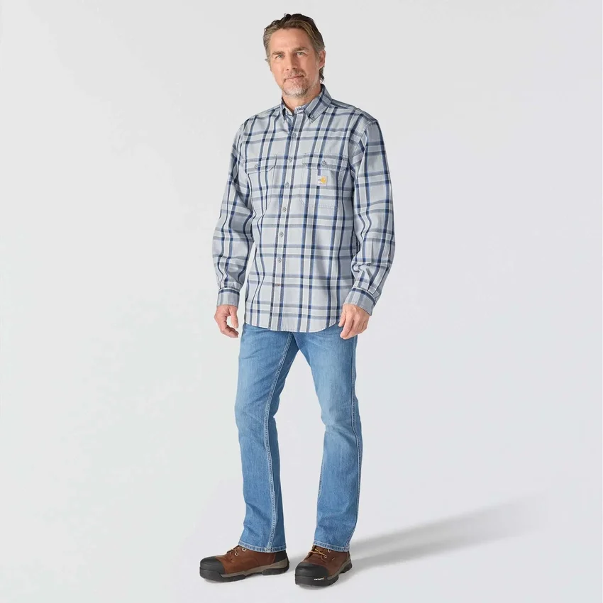 Men's Fr Loose Fit Long Sleeve Twill Plaid Shirt - Flame Resistant Shirts