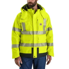 Men's Sherwood High Visibility Class 3 Insulated Rain Jacket: Rain Defender Jacket