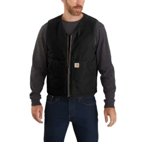 Men's Washed Duck Rugged Sherpa-Lined Vest