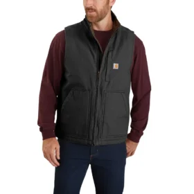 Men's Washed Duck Sherpa-Lined Mock-Neck Vest