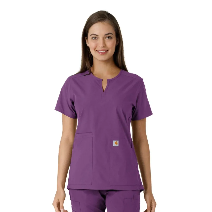 Women's Force Essentials Notch Neck Tunic Knit Panel Scrub Top
