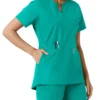 Women's Force Essentials Notch Neck Tunic Knit Panel Scrub Top