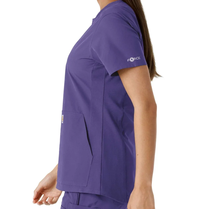 Women's Force Essentials Notch Neck Tunic Knit Panel Scrub Top