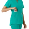 Women's Force Essentials Notch Neck Tunic Knit Panel Scrub Top