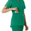 Women's Force Essentials Notch Neck Tunic Knit Panel Scrub Top