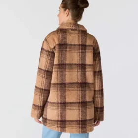 Women’s Loose Fit Plaid Fleece Jacket