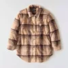 Women's Loose Fit Plaid Fleece Jacket