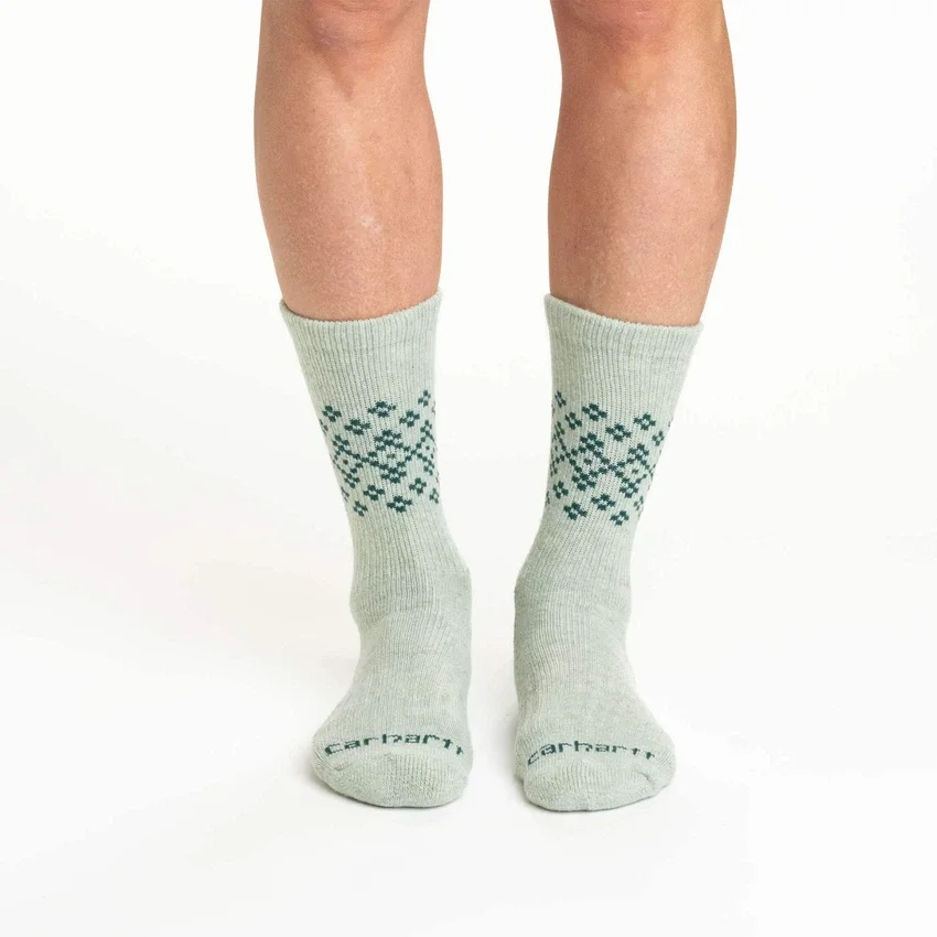 Women's Midweight Synthetic-Wool Blend Fairisle Crew Sock 2-Pack