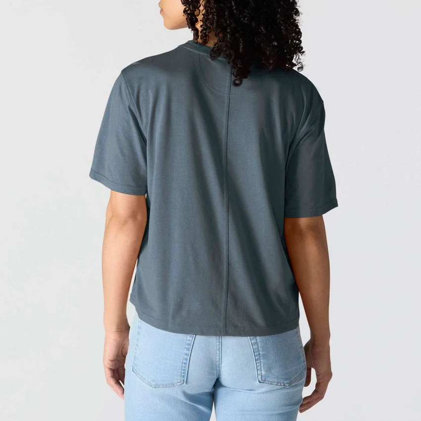 Women's Tencel Loose Fit Lightweight Crewneck Pocket T-Shirt