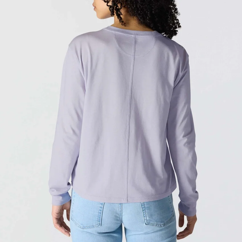 Women's Tencel Loose Fit Long Sleeve Crewneck Pocket T-Shirt